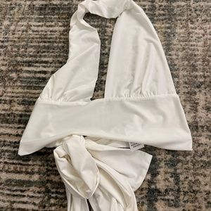 White Halter Tie Back Crop Top